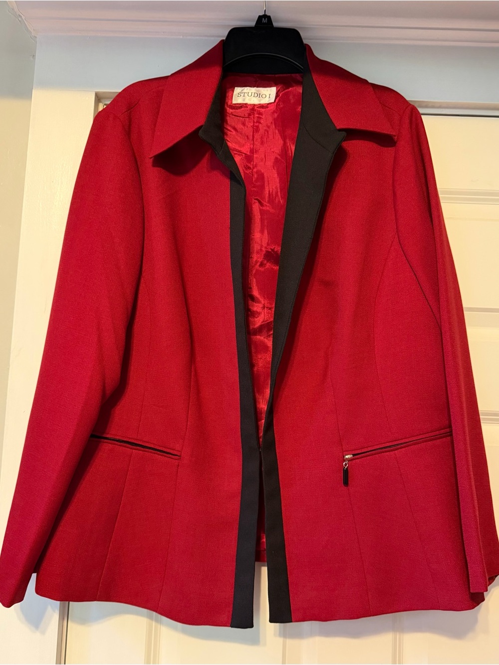 Studio 17 Red Blazer Jacket with Black Trim